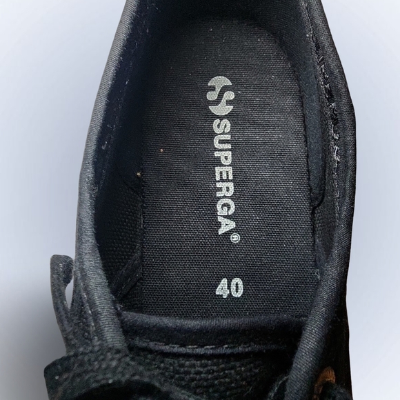 Superga 3" Platform Sneakers Black Canvas S00CDF0 Rubber Sole sz 9 but run small - Picture 8 of 8